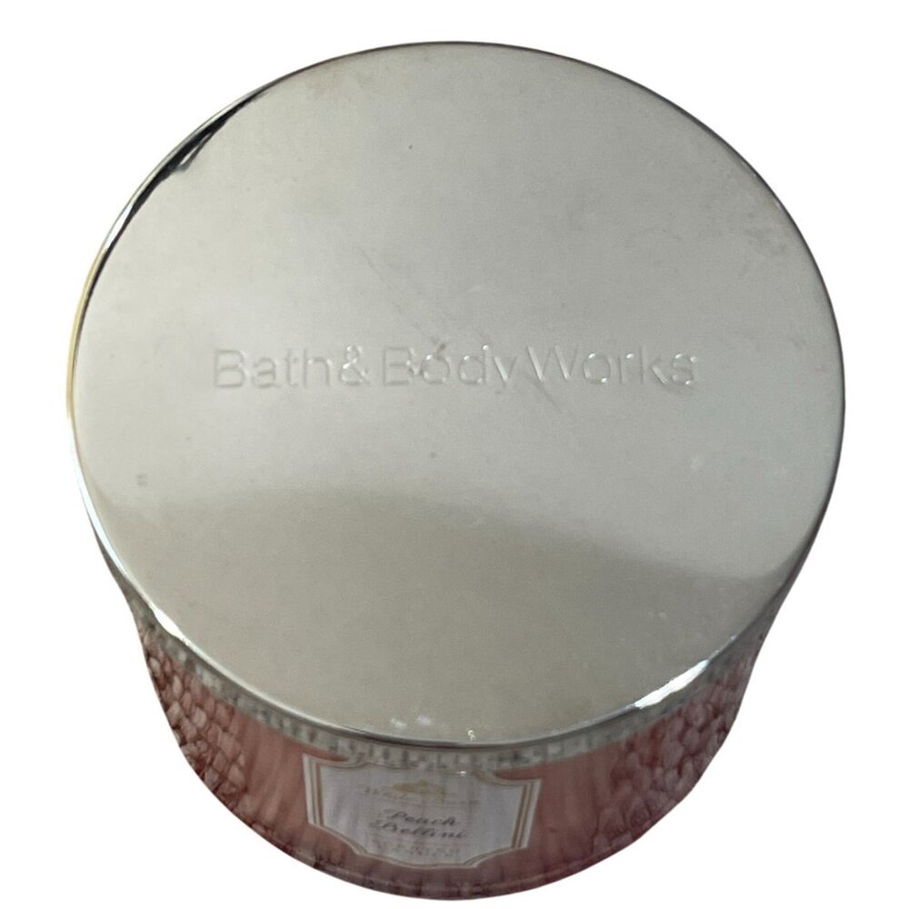 Bath & Body Works Peach Bellini Scented Candle 3 Wick 14.5oz - Picture 5 of 8